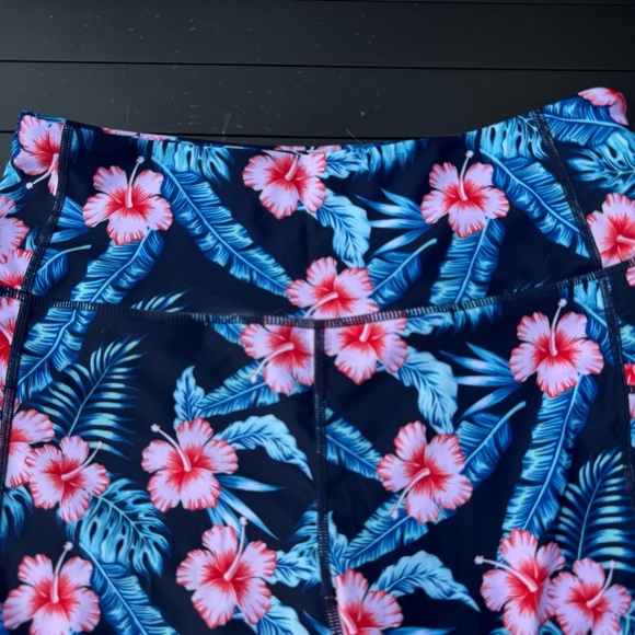 Tropical Floral Biker Swim Shorts with Pockets - Picture 7 of 10
